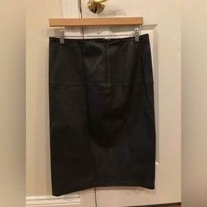 Eileen Fisher dark grey leather pencil skirt